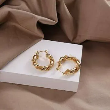 Chunky Gold Twisted Hoop Earrings for Elegant Style