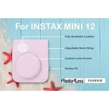FUJIFILM INSTAX Mini 12 Instant Film Camera (Blossom Pink) Bundle with Fuji Instax Instant Film Single Pack, 10 Prints | Protective Case Pink | Photo Album Pink | Travel Stickers (6 Items)