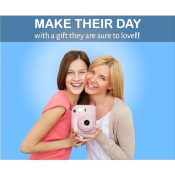 FUJIFILM INSTAX Mini 12 Instant Film Camera (Blossom Pink) Bundle with Fuji Instax Instant Film Single Pack, 10 Prints | Protective Case Pink | Photo Album Pink | Travel Stickers (6 Items)