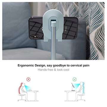 Bright Stone Phone Stand for Desk, Adjustable Cell Phone Holder for Desk, Compatible with 4"-12.9" Phones/Tablet/iPhone/iPad/Switch (Blue)