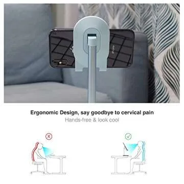 Bright Stone Phone Stand for Desk, Adjustable Cell Phone Holder for Desk, Compatible with 4"-12.9" Phones/Tablet/iPhone/iPad/Switch (Blue)