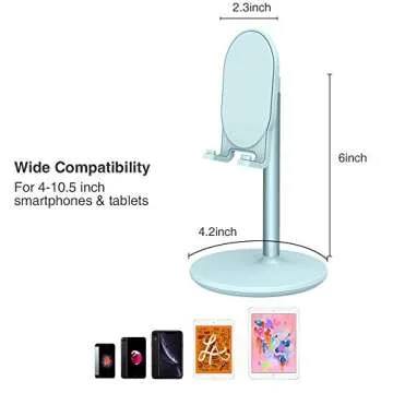 Bright Stone Phone Stand for Desk, Adjustable Cell Phone Holder for Desk, Compatible with 4"-12.9" Phones/Tablet/iPhone/iPad/Switch (Blue)