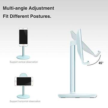 Bright Stone Phone Stand for Desk, Adjustable Cell Phone Holder for Desk, Compatible with 4"-12.9" Phones/Tablet/iPhone/iPad/Switch (Blue)