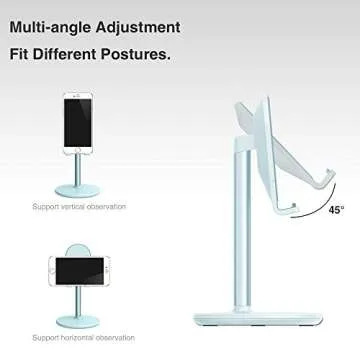 Bright Stone Phone Stand for Desk, Adjustable Cell Phone Holder for Desk, Compatible with 4"-12.9" Phones/Tablet/iPhone/iPad/Switch (Blue)