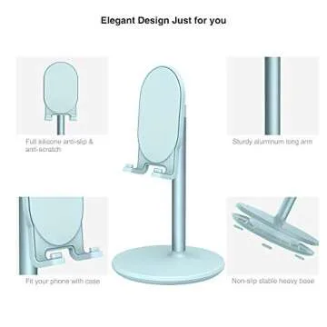 Bright Stone Phone Stand for Desk, Adjustable Cell Phone Holder for Desk, Compatible with 4"-12.9" Phones/Tablet/iPhone/iPad/Switch (Blue)