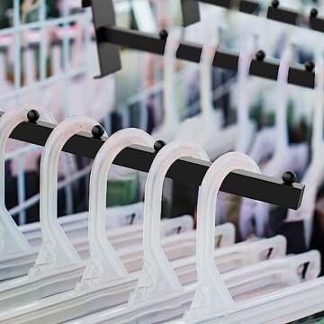 4 Pack Gridwall Waterfall Faceout with 5 Balls 12 Inch Gridwall Clothes Hanger Gridwall Waterfall Faceout Hooks Rectangular Tube Display for Wire Grid and Grid Wall (4, Black)