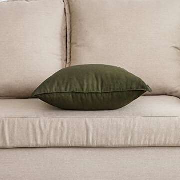 Jeanerlor Decorative Cotton Linen Chair Throw Pillow Case, Sofa Durable Classy, Comfortable Cushion Cover for Living Room Car 26"x26"(65 x 65cm), Olive Green