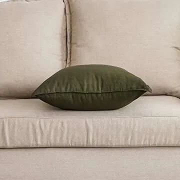 Jeanerlor Decorative Cotton Linen Chair Throw Pillow Case, Sofa Durable Classy, Comfortable Cushion Cover for Living Room Car 26"x26"(65 x 65cm), Olive Green