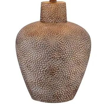 360 Lighting Bentley Farmhouse Rustic Western Table Lamp with Table Top Dimmer 29" Tall Brown Leaf Hammered Pot Metal White Shade for Living Room Bedroom House Bedside Nightstand Home Office