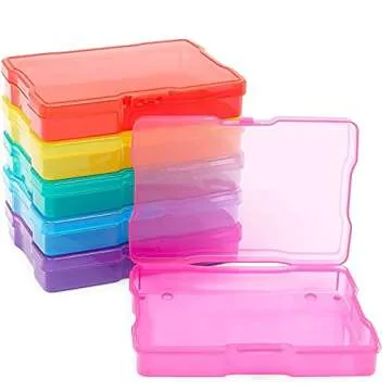 Paper Junkie 4 x 6 Inch Photo Storage Box with 6 Inner Cases, Plastic Box, Crafts, Seeds, Art Supplies, Craft Organizers and Storage for Home, School, Classroom (7 Pieces) - Sticker Box Organizer