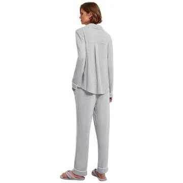 Ekouaer Soft Cotton Pajamas for Women Stylish Lounge Set