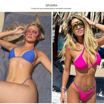 GFUIARA Trendy Oversized Sunglasses for Women Men Fashion Shield Aviator Sun Glasses UV400 Protectio...