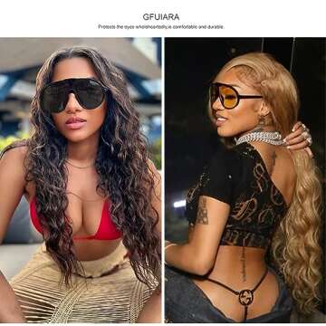 GFUIARA Trendy Oversized Sunglasses for Women Men Fashion Shield Aviator Sun Glasses UV400 Protection Goggles