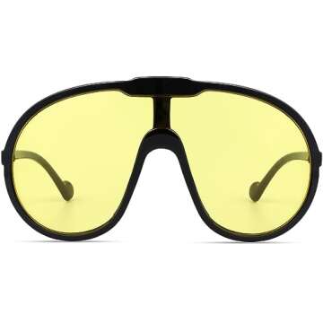 GFUIARA Trendy Oversized Sunglasses for Women Men Fashion Shield Aviator Sun Glasses UV400 Protection Goggles