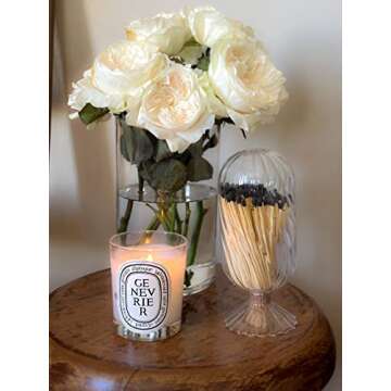 Glass Match Holder Cloche - Black Tipped Matches - Hand-Blown Glass