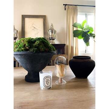 Glass Match Holder Cloche - Black Tipped Matches - Hand-Blown Glass