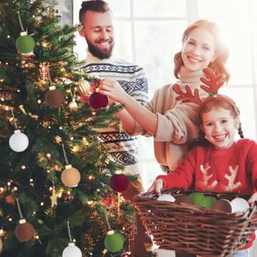 25PCS Velvet Christmas Ornaments,Flocked Ornaments,Shatterproof Bulk Christmas Balls Ornaments,Xmas Tree Ornaments,Christmas Hanging Ornament Christmas Tree Decorations Set(2.36 Inch)+1