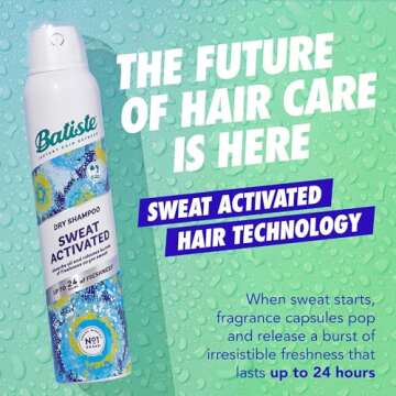 Batiste Sweat Activated Dry Shampoo, Neutralizes Odor for Up to 24 Hours & Prevents Sweat Buildup in...