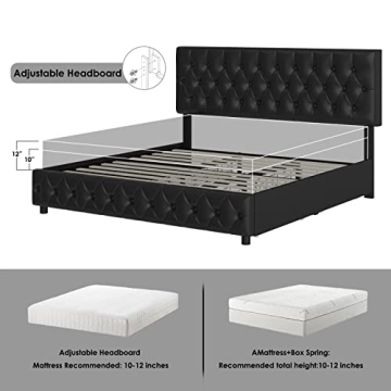 Keyluv Upholstered Bed Frame with Storage Drawers