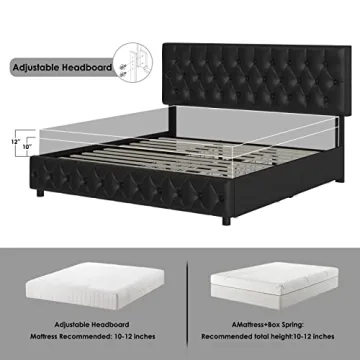 Keyluv Upholstered Bed Frame with Storage Drawers