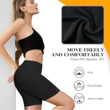 ZENUTA 4 Pack Slip Shorts for Women Under Dresses, Seamless Anti Chafing Shorts Women, Smooth Boy Shorts Underwear Summer(4pcs Black White Nude Pink, M)
