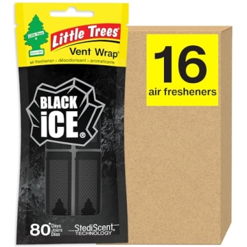LITTLE TREES Car Air Freshener - Vent Wrap for Long-Lasting Black Ice Scent, Pack of 4