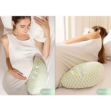Oternal Pregnancy Pillow for Pregnant Women,Soft Pregnancy Body Pillow,Support for Back, HIPS, Legs,Maternity Pillow with Detachable and Adjustable Pillow Cover