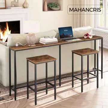 MAHANCRIS Console Table with Power Outlet, 70.9" Narrow Sofa Table, Industrial Entryway Table with USB Ports, Behind Couch Table for Entryway, Hallway, Foyer, Living Room, Rustic Brown CTHR18E01Z1