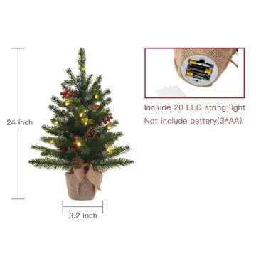 Buy 24 Inch Pre-lit Mini Christmas Tree by DEWBIN Online
