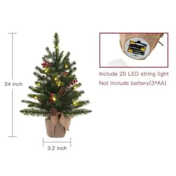 Buy 24 Inch Pre-lit Mini Christmas Tree by DEWBIN Online