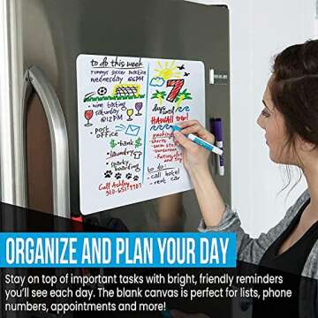 Cinch 17x11 Stain-Resistant Fridge Whiteboard with 4 Markers and Eraser - Magnetic Dry Erase Board Organizer and Planner for Refrigerator (Plastic)