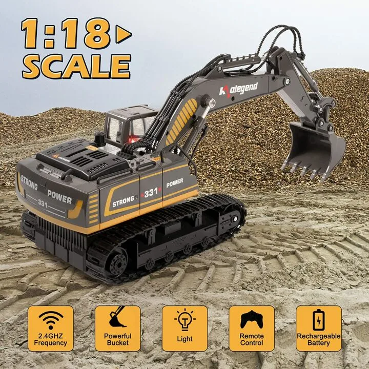 Kolegend Remote Control Excavator Toy for Kids