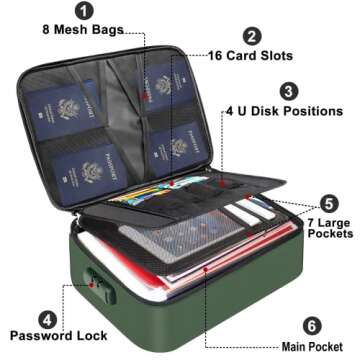 DocSafe File Organizer Bag with Lock,Fireproof Document Organizer Case with Water-Resistant Zipper,3...