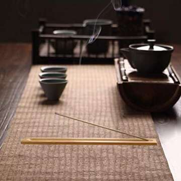 TKMOS 6 Pieces Nature Bamboo Wood Incense Holder, Incense Burner Ash Catcher, 9 Inches Long