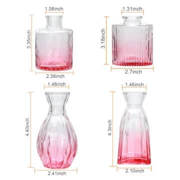 Mapoxy Glass Bud Vases Set of 4,Small Pink Flower Vases for Wedding Centerpiece Table Decorations,Cl...