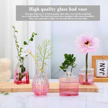Mapoxy Glass Bud Vases Set of 4 for Vintage Decor