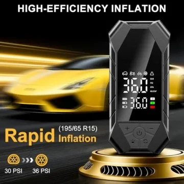 Portable Tire Inflator Air Compressor, 150 PSI Air Pump with LED Lights & Smart Digital Pressure Gau...