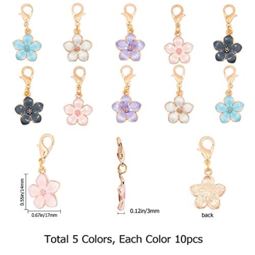 50Pcs Flower Charm Stitch Markers for Crafting