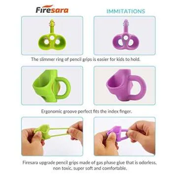 Training Grips，Firesara Three Fingers Fixed Handwriting Posture Correction Grip Trainer,Two Sizes and 8pcs Pencil Grips for Kids, Adults, Arthritis Designed for Righties or Lefties(5Standard+3Large)