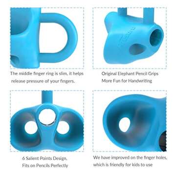 Training Grips，Firesara Three Fingers Fixed Handwriting Posture Correction Grip Trainer,Two Sizes and 8pcs Pencil Grips for Kids, Adults, Arthritis Designed for Righties or Lefties(5Standard+3Large)