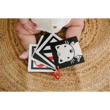 The Original High Contrast Montessori Flashcards for Baby with Stroller Clip by Genius Baby Toys