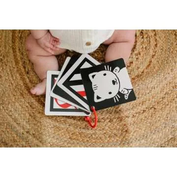 The Original High Contrast Montessori Flashcards for Baby with Stroller Clip by Genius Baby Toys