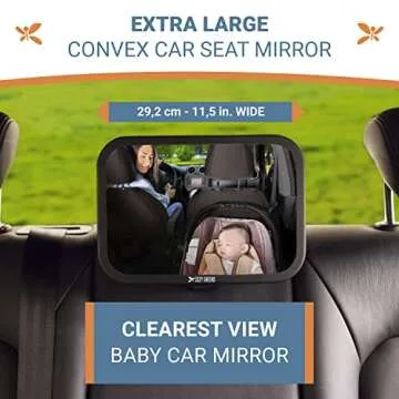 Shatterproof Baby Car Mirror, Fully View Infant in Rear Facing Car Seat - Newborn Safety, Crash Tested & Extra Wide, Crystal Clear, 100% Lifetime Satisfaction Guarantee, Easy Install by Cozy Greens