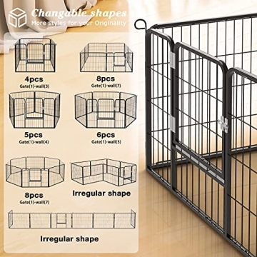 PUKAMI Portable Dog Playpen Rust-Resistant Indoor Outdoor Use