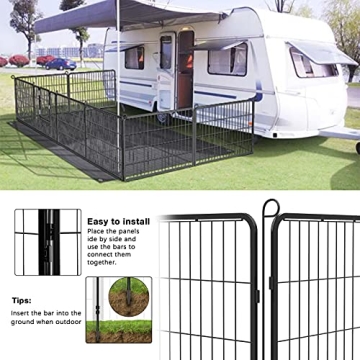 PUKAMI Portable Dog Playpen Rust-Resistant Indoor Outdoor Use