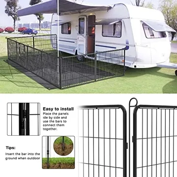 PUKAMI Portable Dog Playpen Rust-Resistant Indoor Outdoor Use