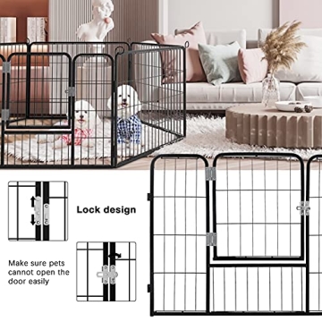 PUKAMI Portable Dog Playpen Rust-Resistant Indoor Outdoor Use