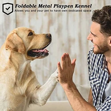 PUKAMI Portable Dog Playpen Rust-Resistant Indoor Outdoor Use