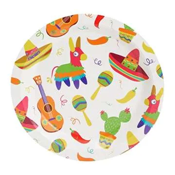 BLUE PANDA 80-Pack Mexican Fiesta Design Paper Plates for Cinco de Mayo Party Decorations (9 in)