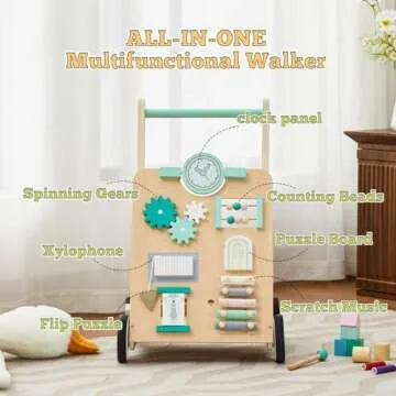 Wooden Baby Walker with Learning Activities for 6-12 Months
